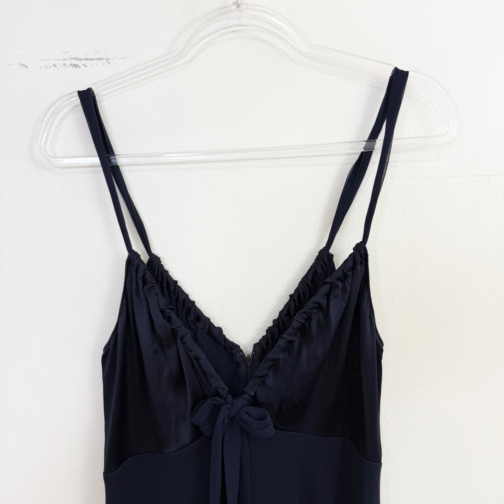 Vintage Vera Wang Navy Silk‎ Blend Tie Front Slip Dress S - Picture 2 of 7
